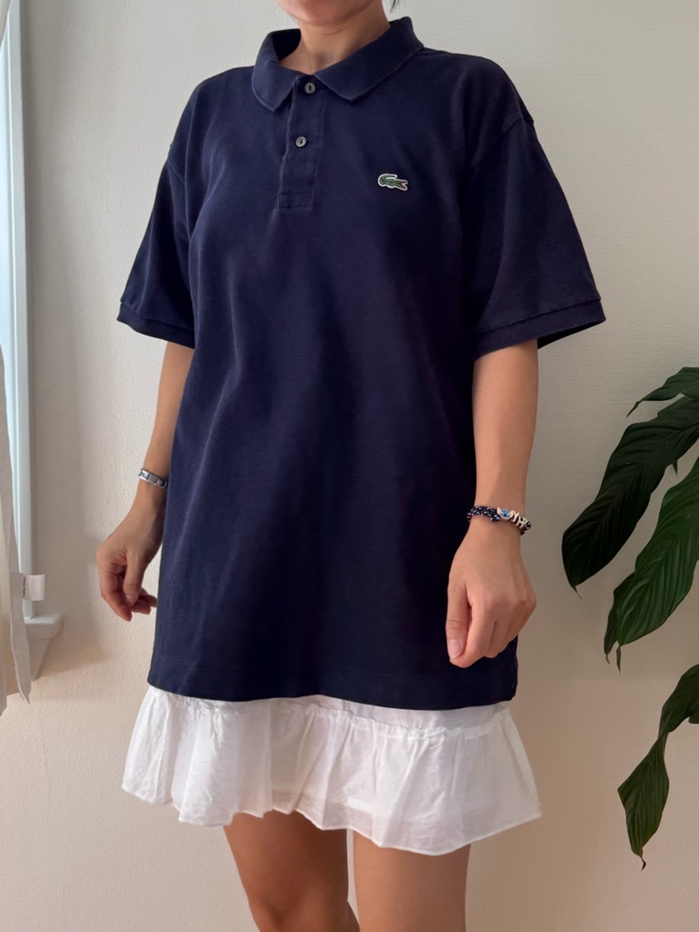 Lacoste 100% Cotton Navy Blue Polo Shirt Short Sleeve With Logo Size 6 / XL
